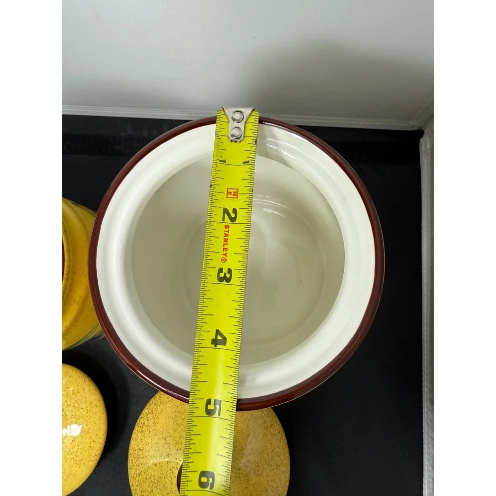 Vintage Italian‎ Style Yellow Cookie Jars Kitchen Storage Canisters Set of 2